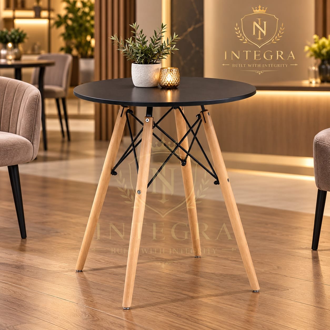 cope round Cope Black Round Bistro Table - Image 1